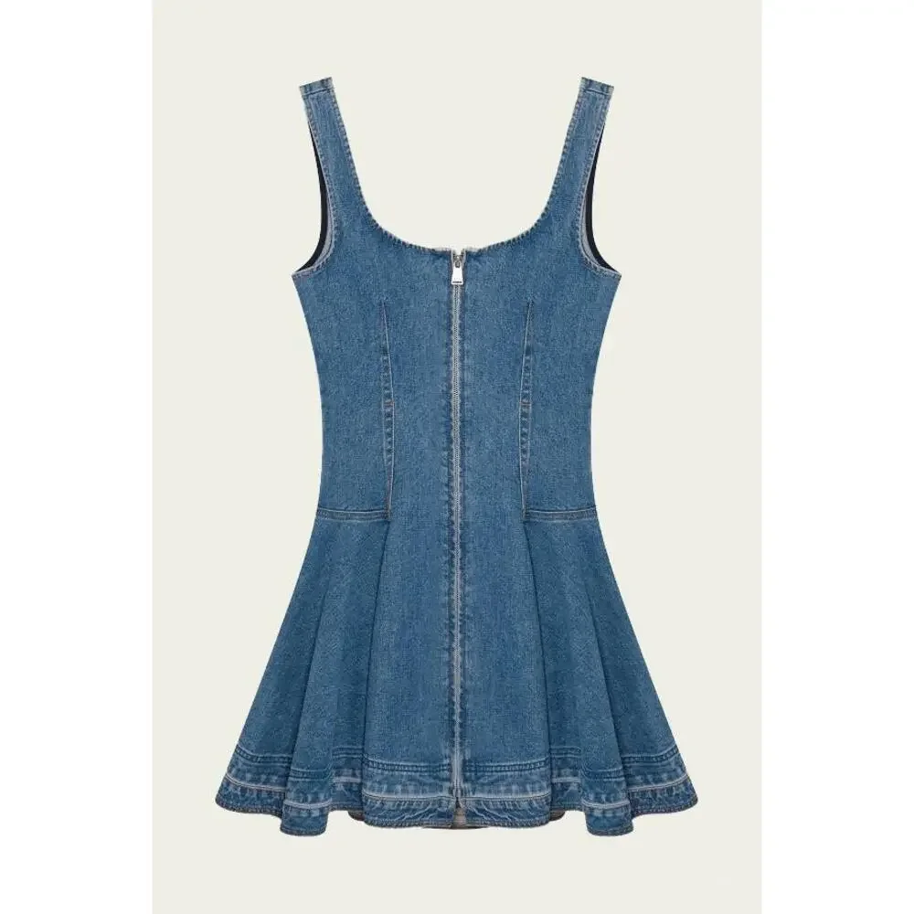 SIMKHAI Eleodra Denim Mini Dress in Zanpa 8 NWT Quiet Luxury Minimalist Coastal - Picture 5 of 6